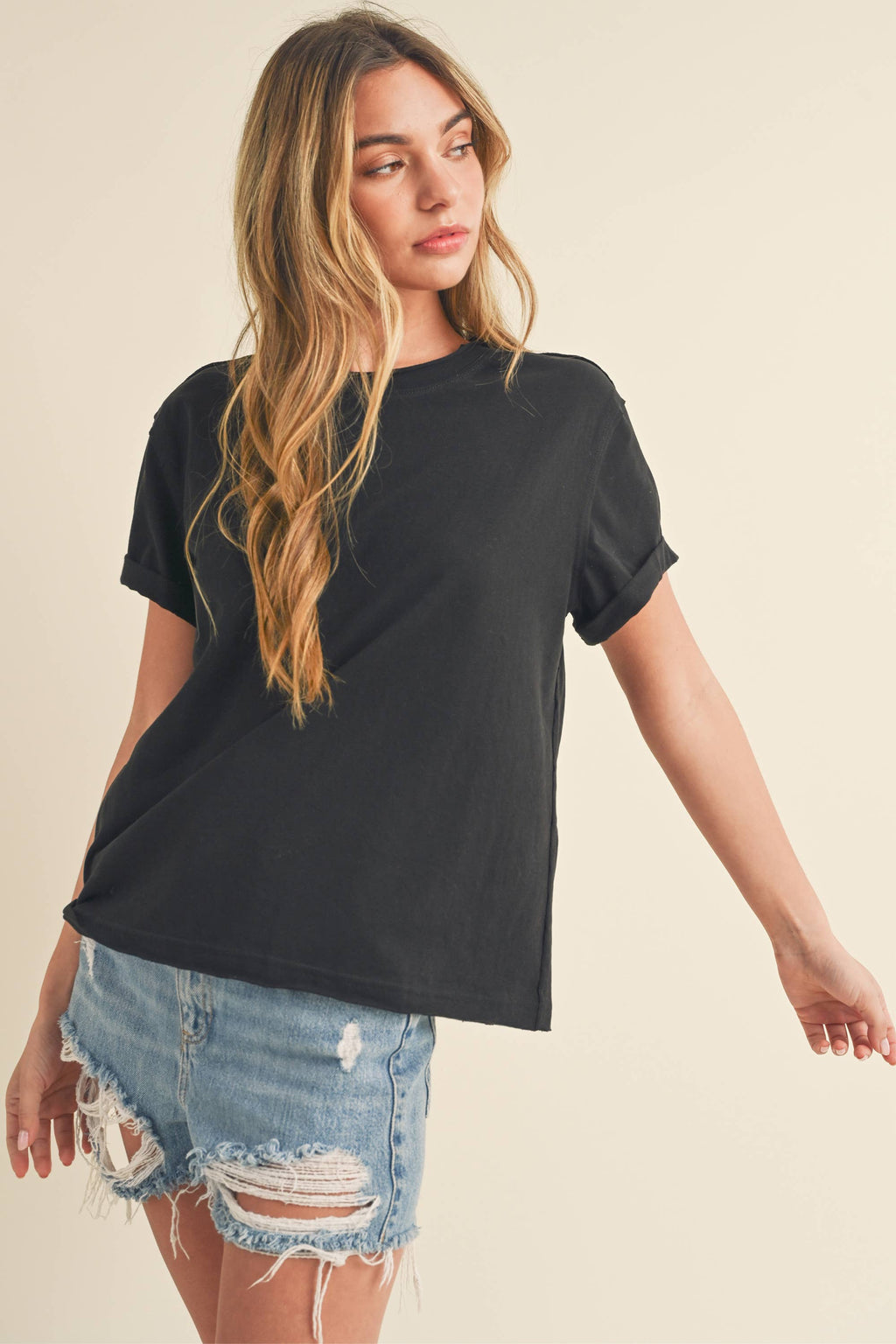 Black Mali Baby Tee Top