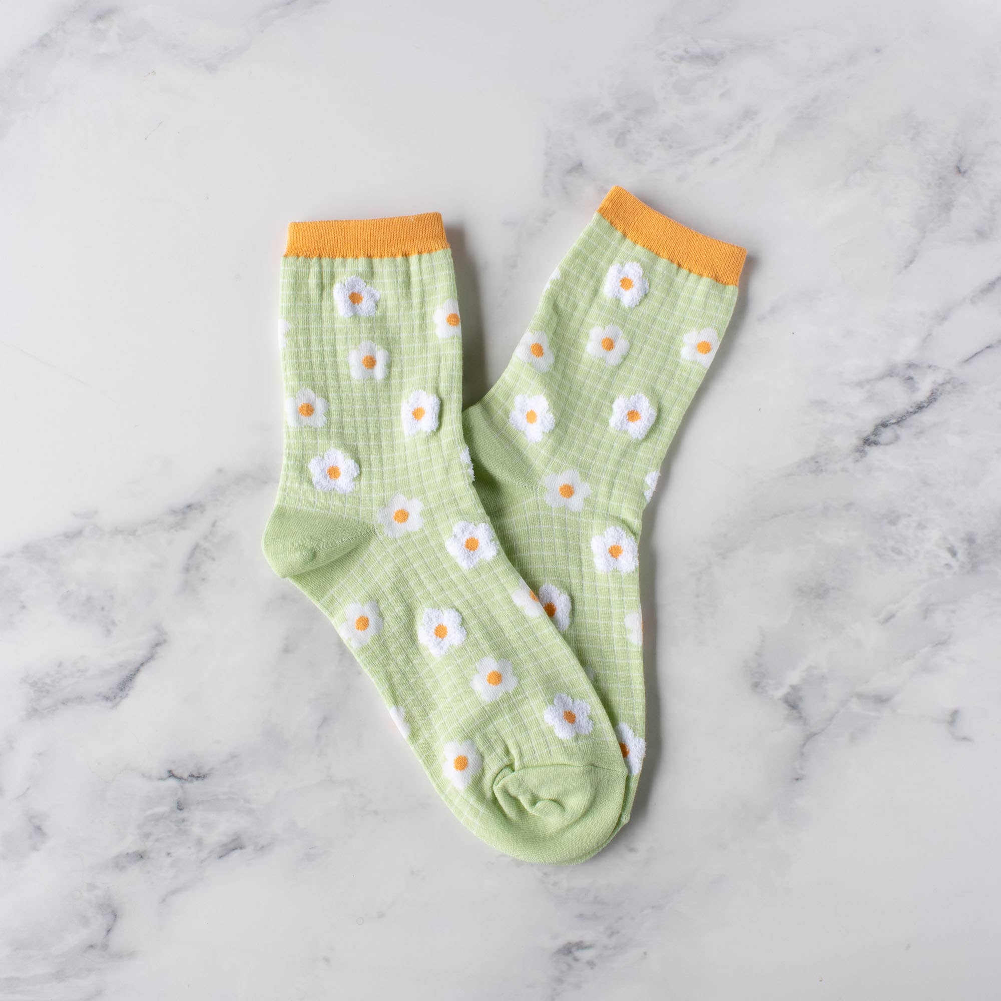 Lime Spring Blooming Flower Socks