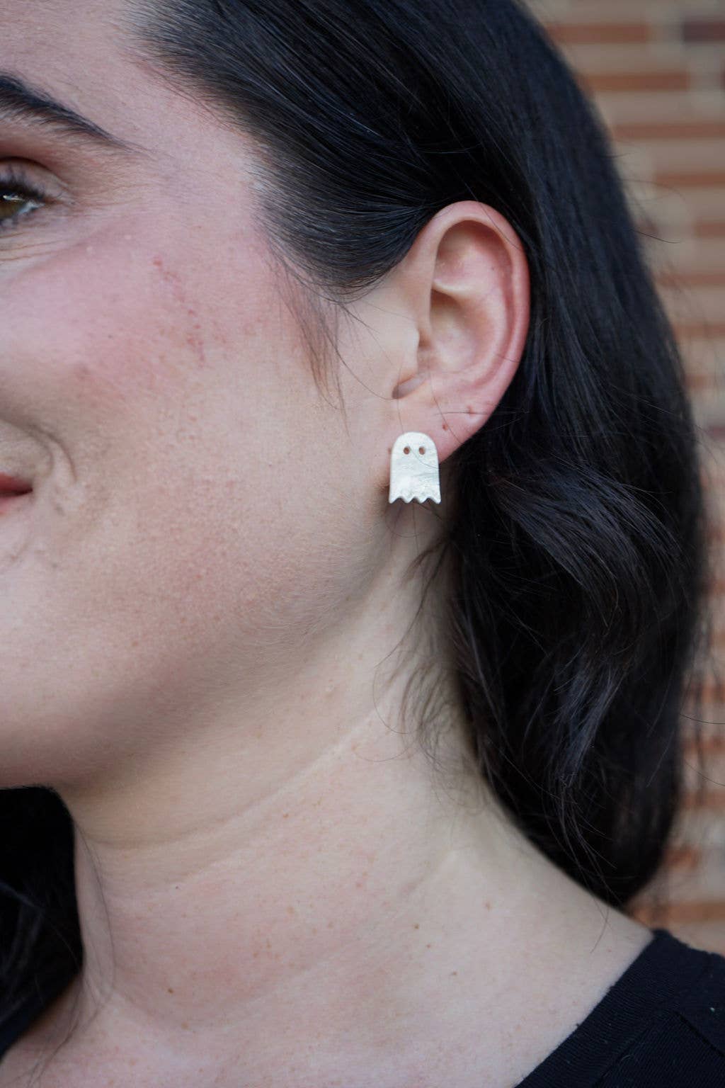 White Shimmer Mini Ghost Studs