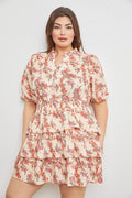 Plus Floral Tiered Mini Dress