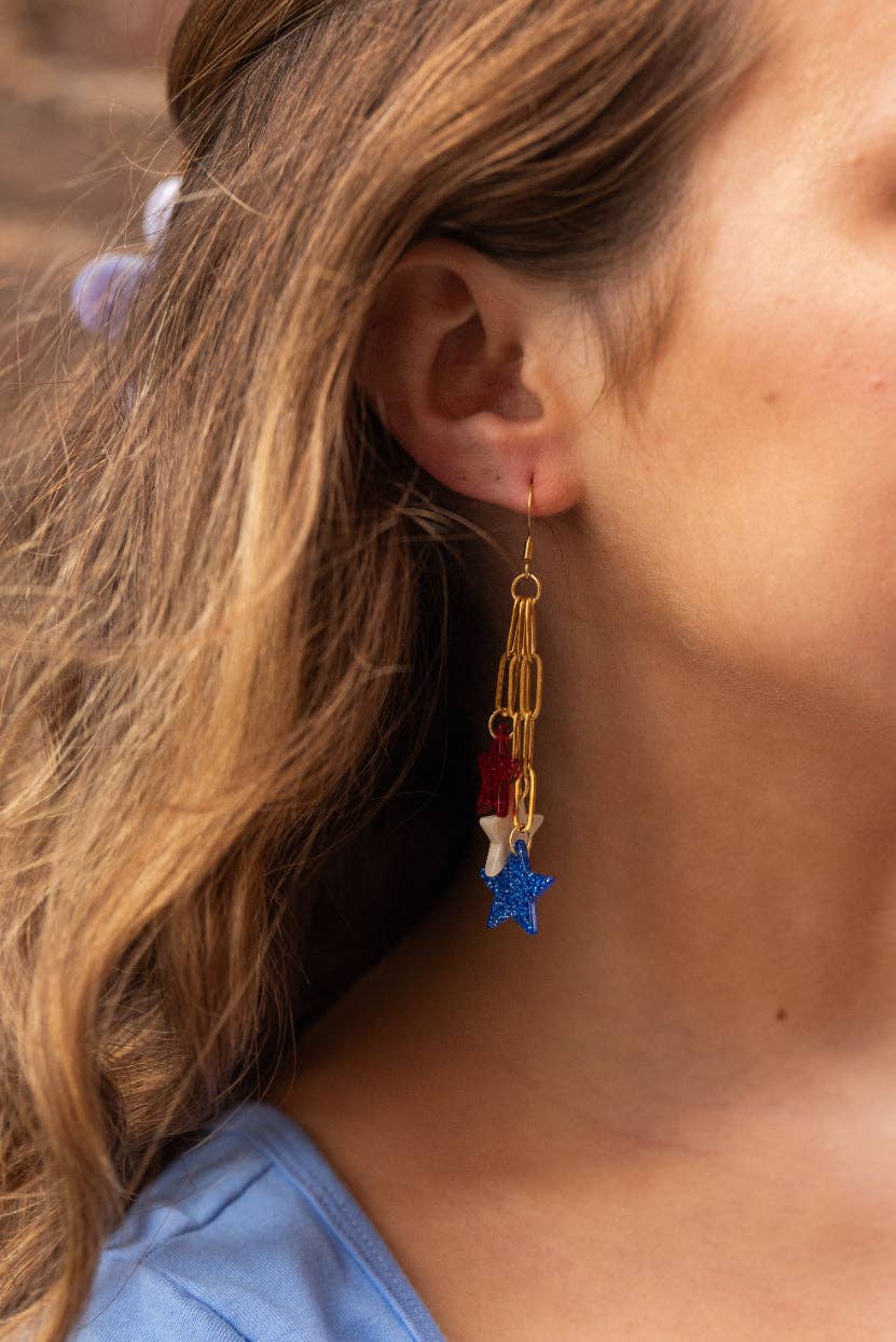 Red, White & Blue Firework Star Earrings