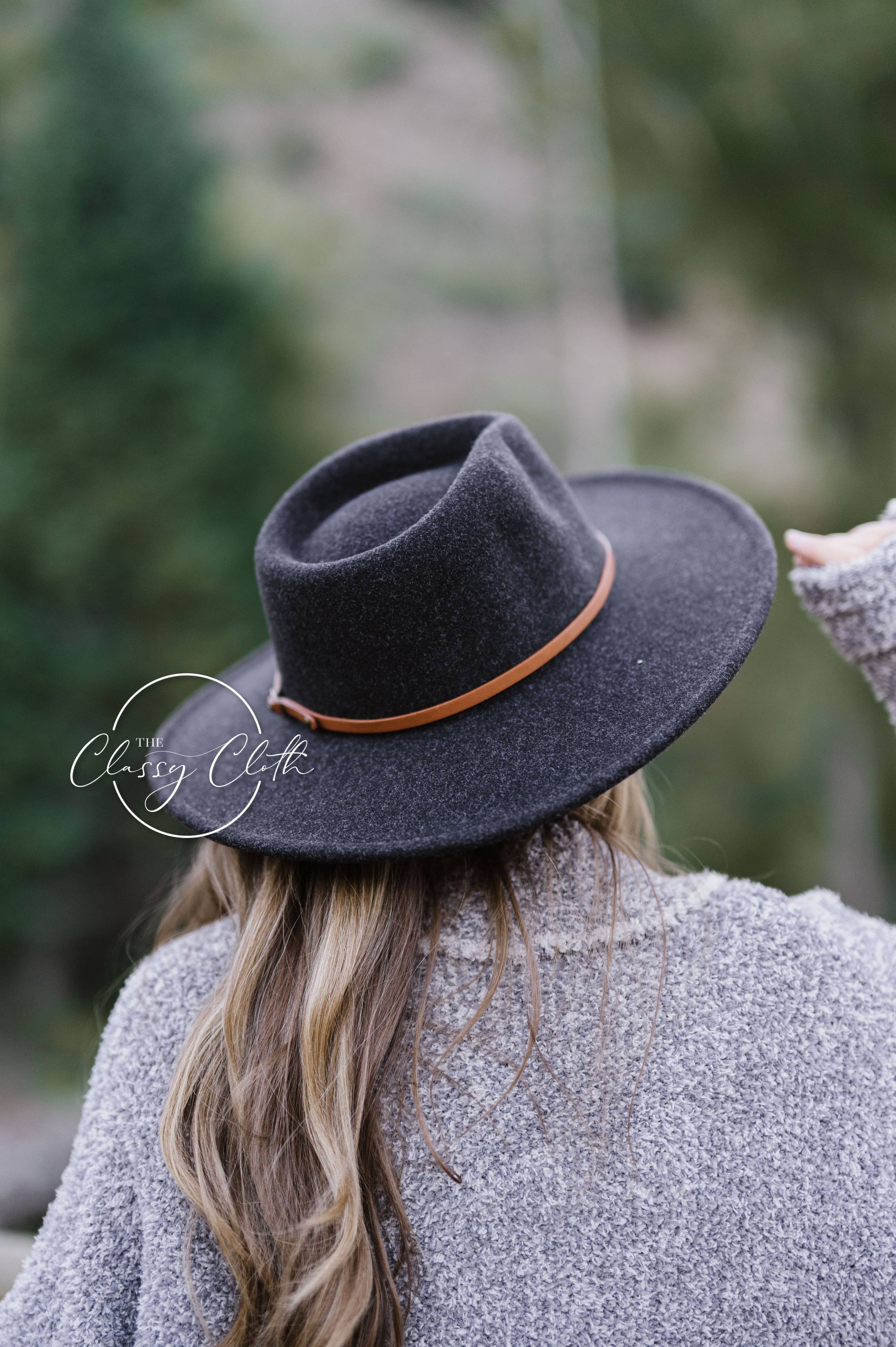 Black Wool Blend Wide Brim Western Hat