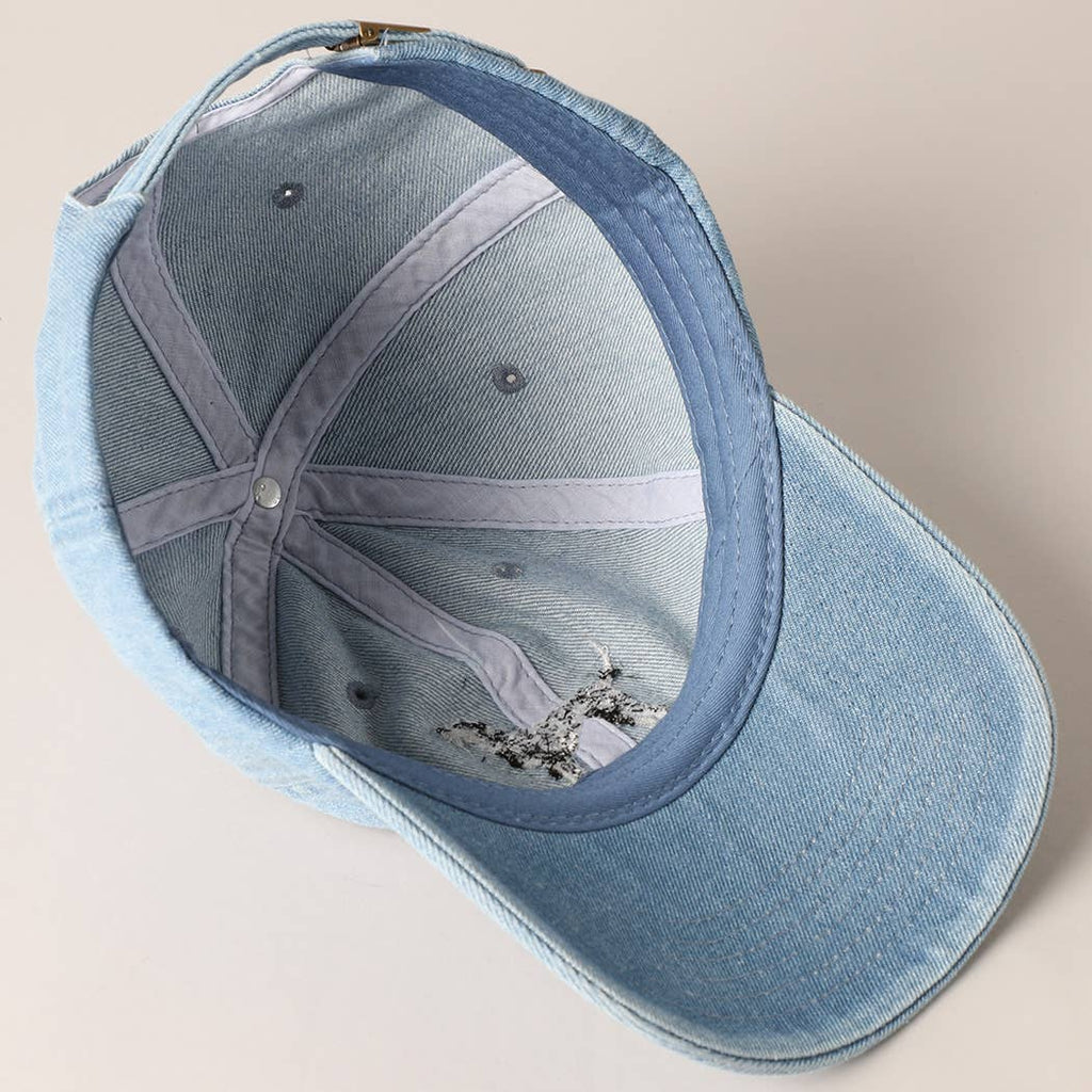 Denim Dalmatian Dog Embroidered Baseball Cap
