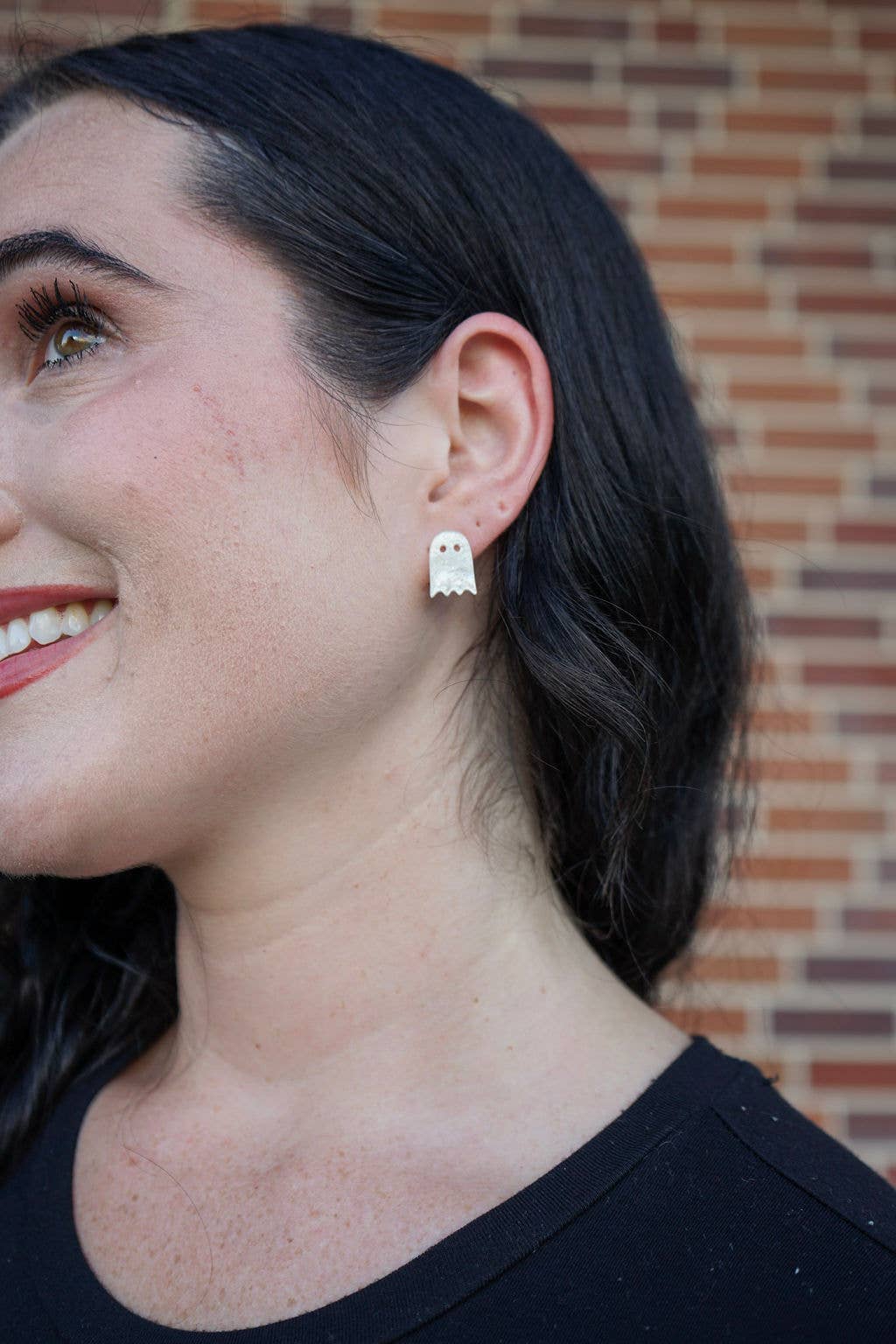 White Shimmer Mini Ghost Studs