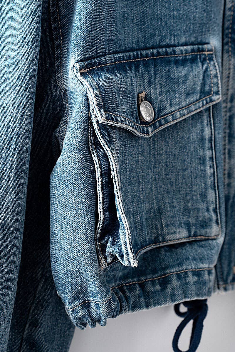 Utility Cropped Denim Jacket