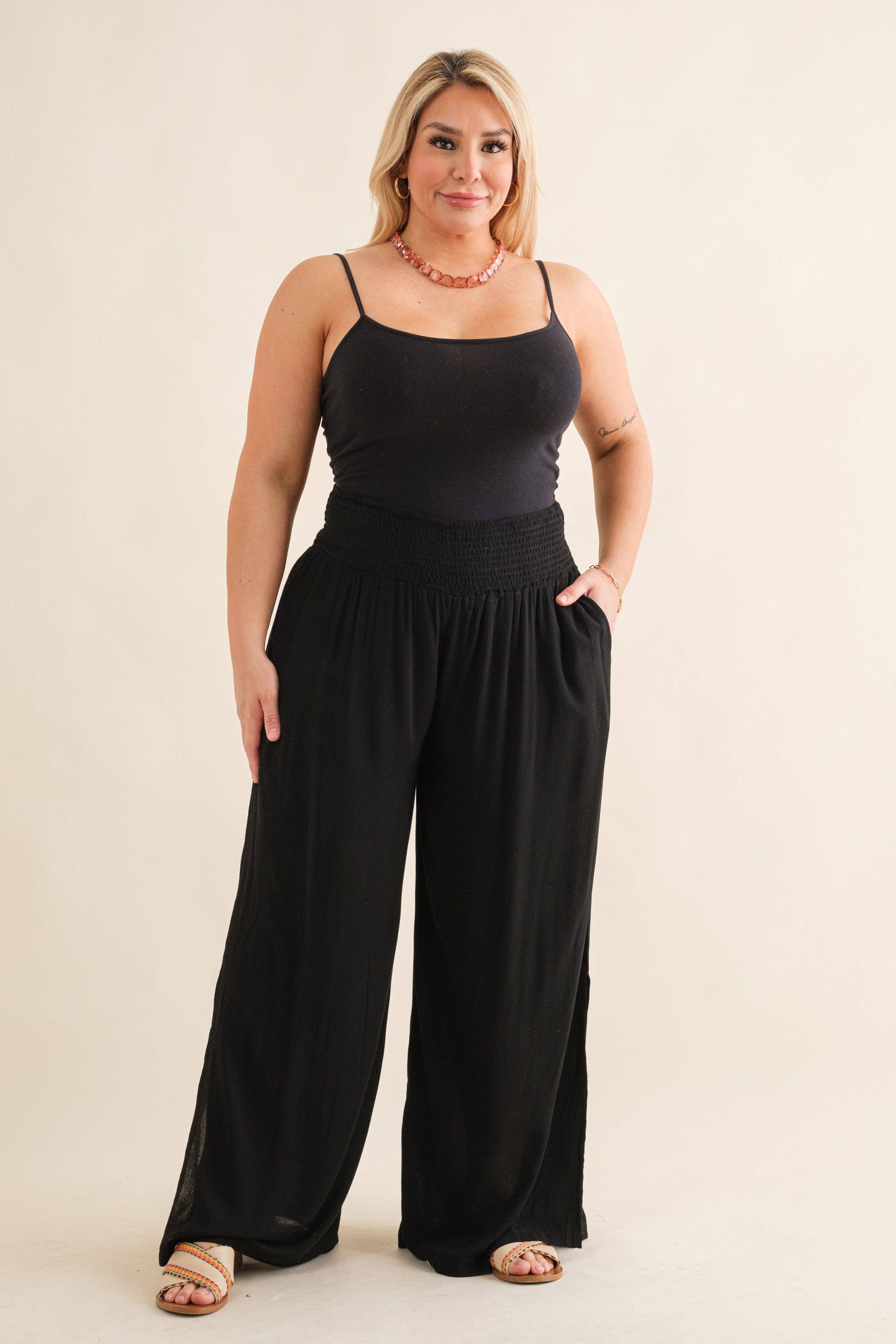 Plus Gauze Palazzo Pants