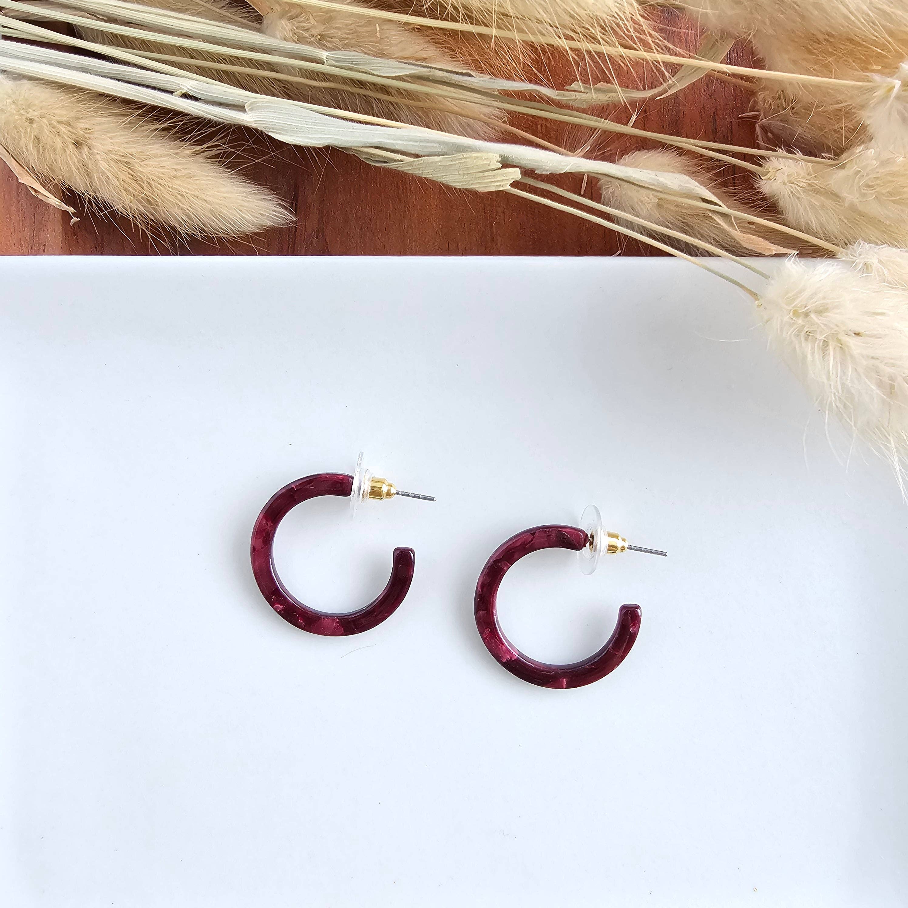 Maroon Cam Mini Hoops