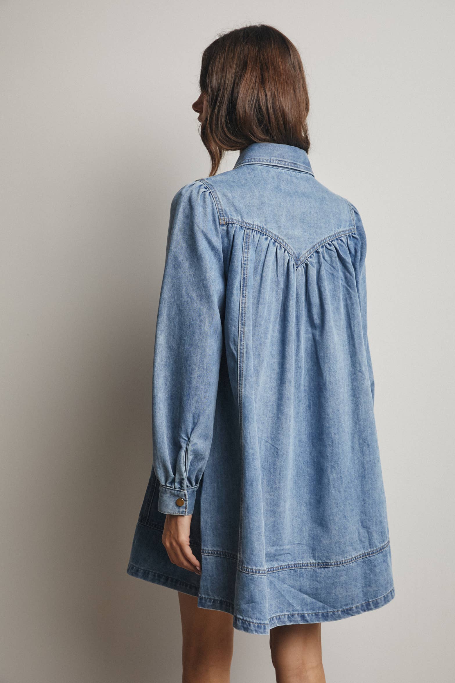 Sun Washed Blue Western Seam Denim Mini Dress