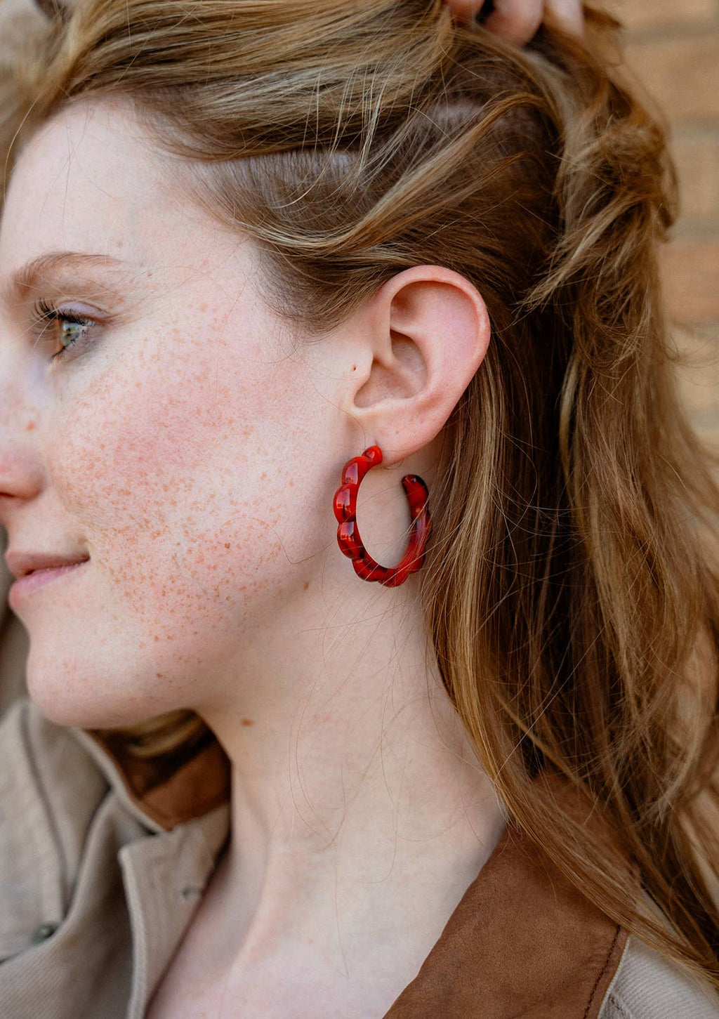 Crimson Red Scarlett Hoops
