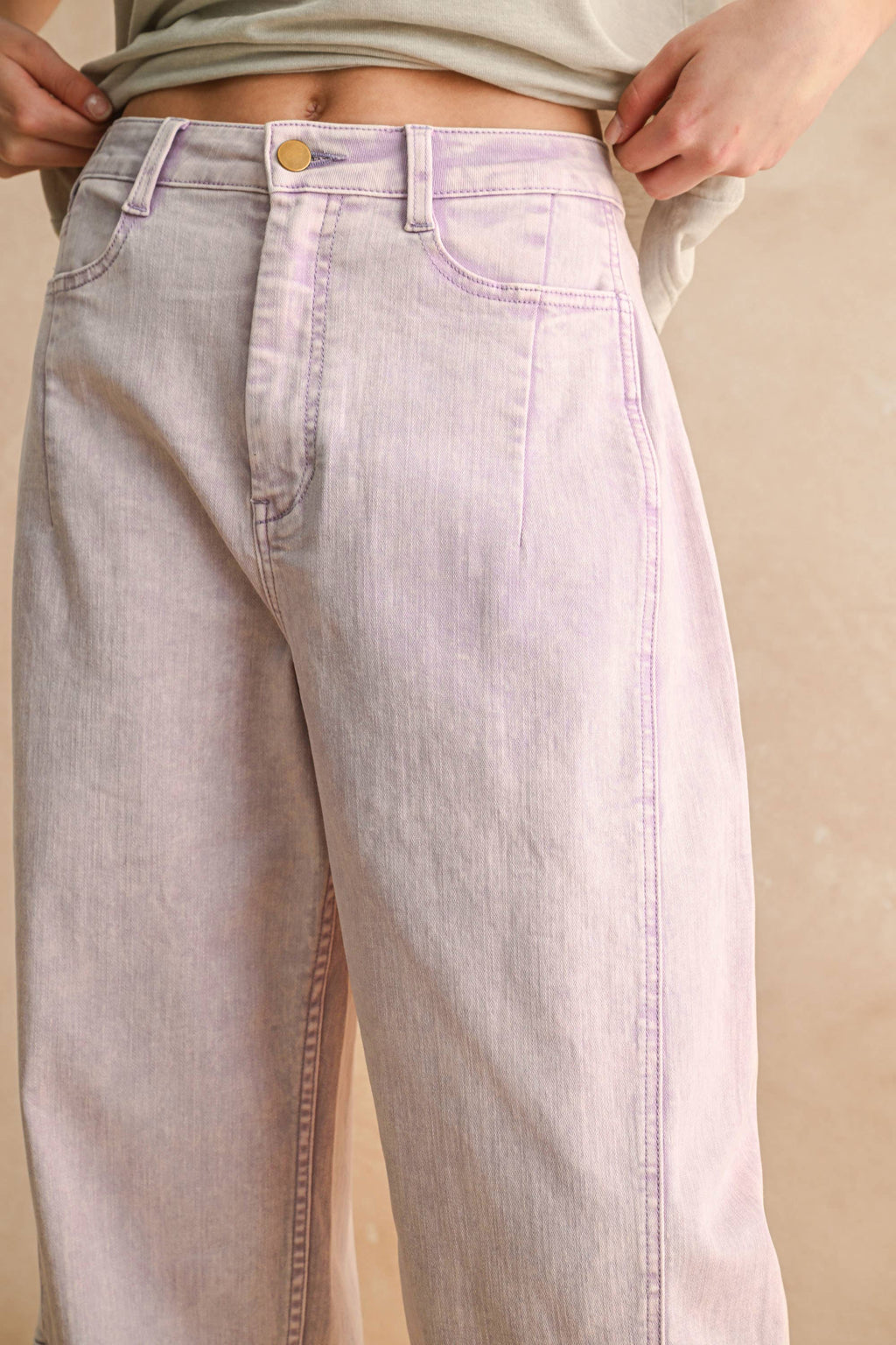 Lilac Pop Color Barrel Pants