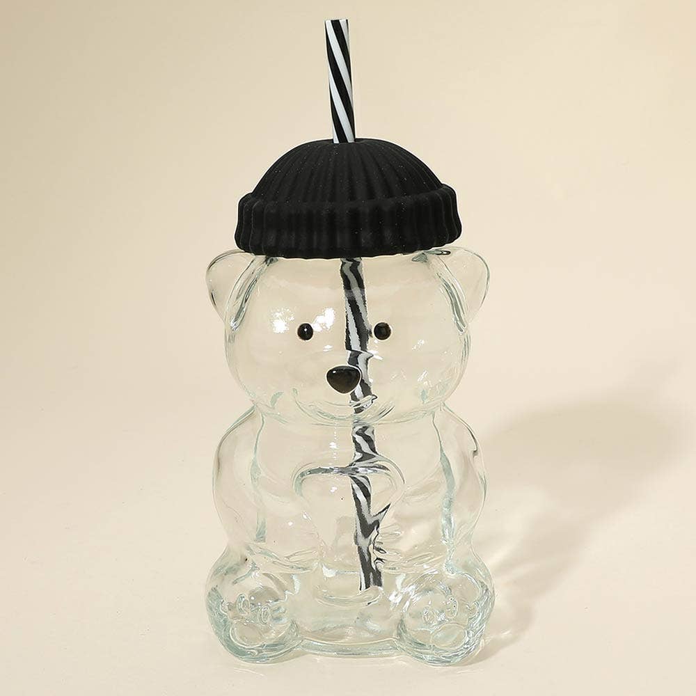 Black Cute Bear Shaped Glass