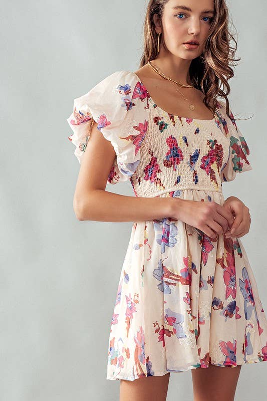 Floral Ruffled Mini Dress