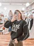 Black Gameday Contrast Stitch Sweater
