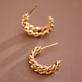 Gold Twist Stainless Steel Hoop Earrings