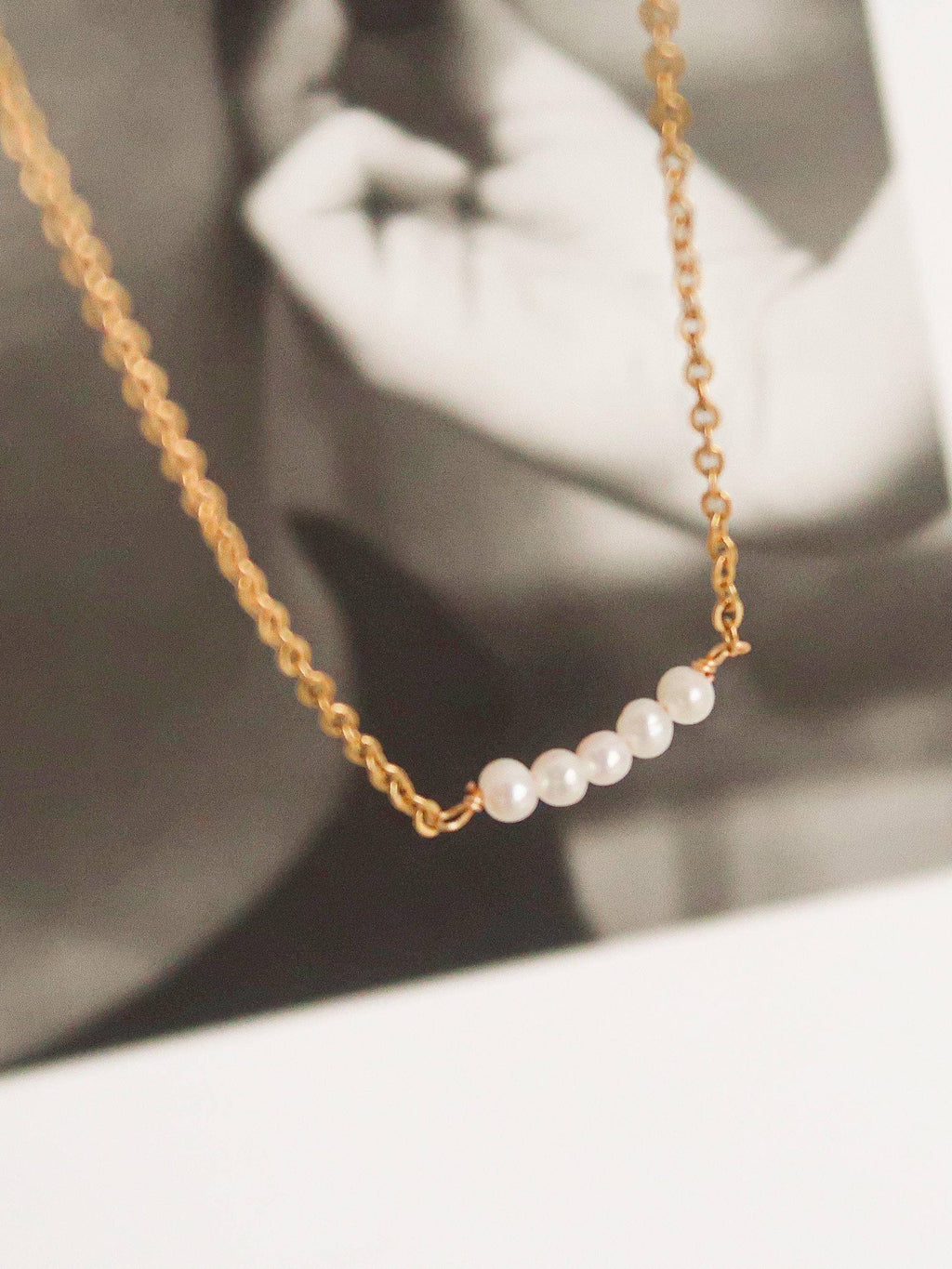 Yellow Gold & Peral 18K Non-Tarnish Petite Pearl Chokers
