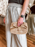 Bow Straw Clutch Handbag