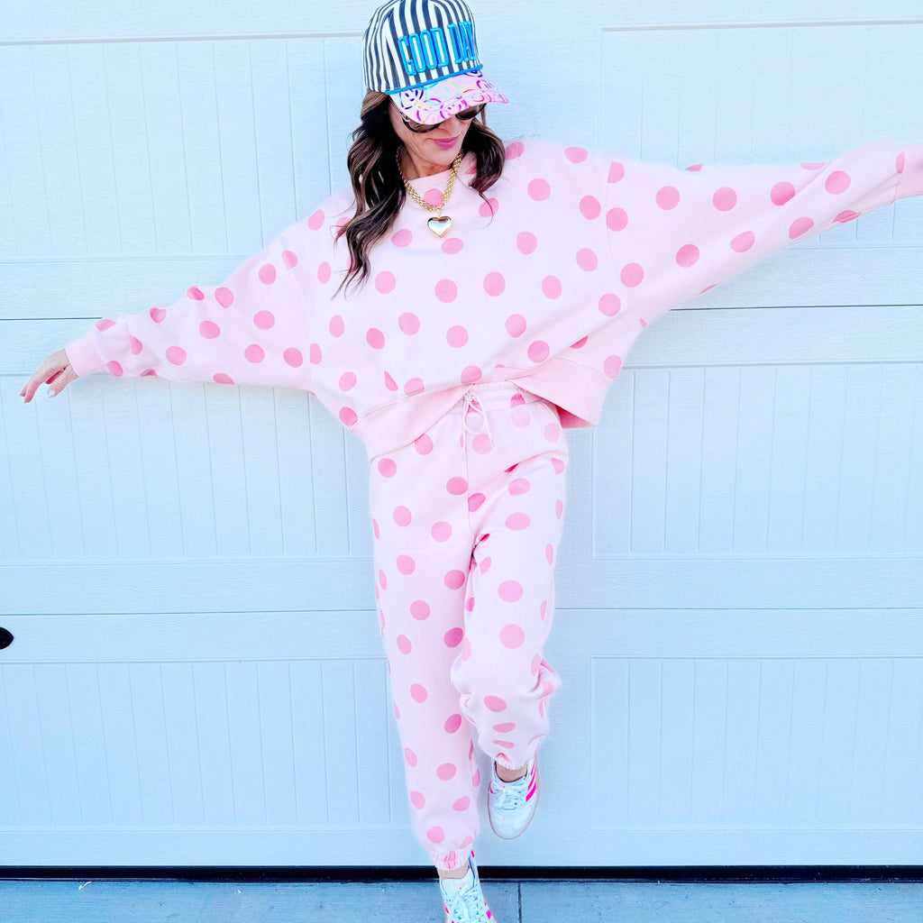Blush Polka Dot Sweatpants