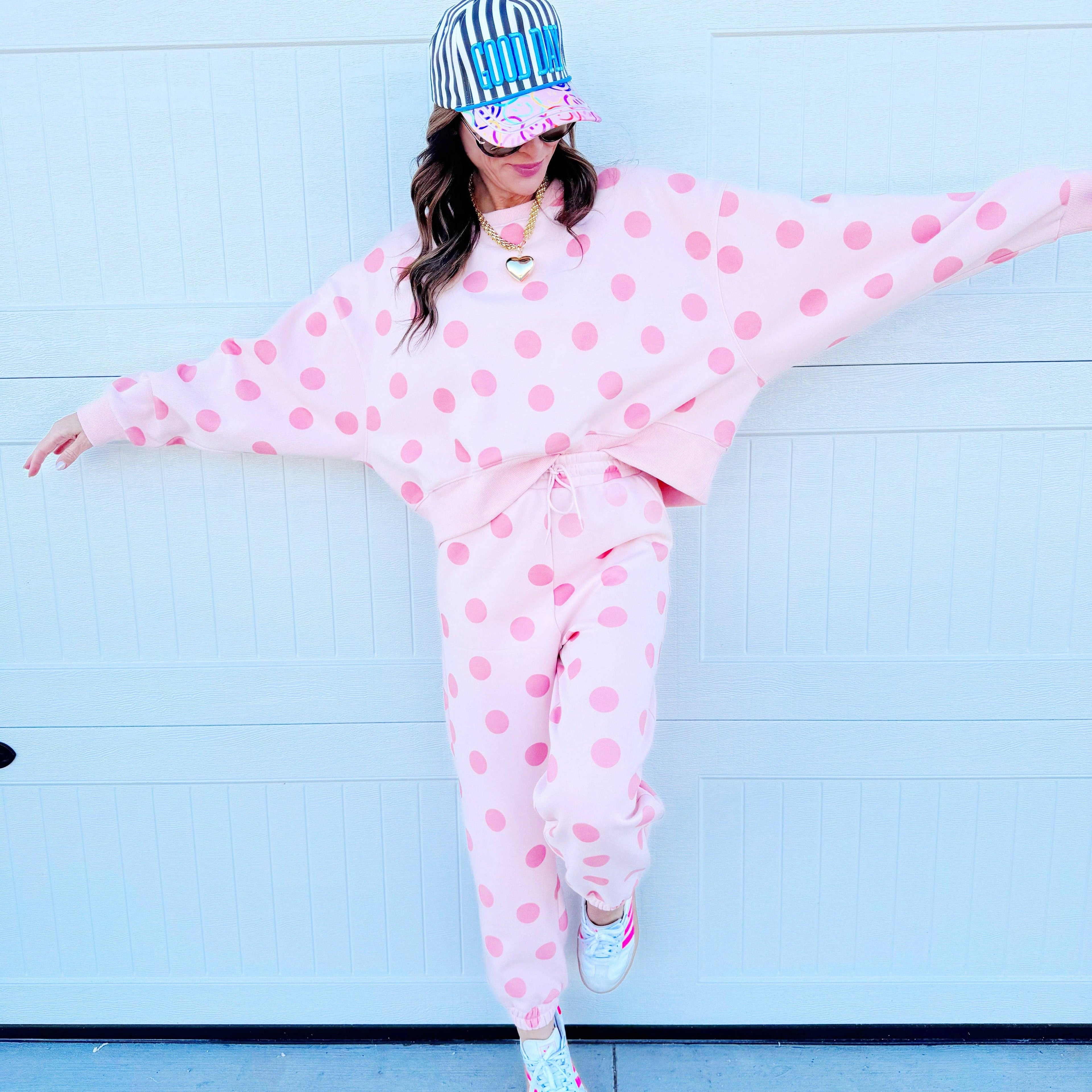 Blush Polka Dot Sweatpants
