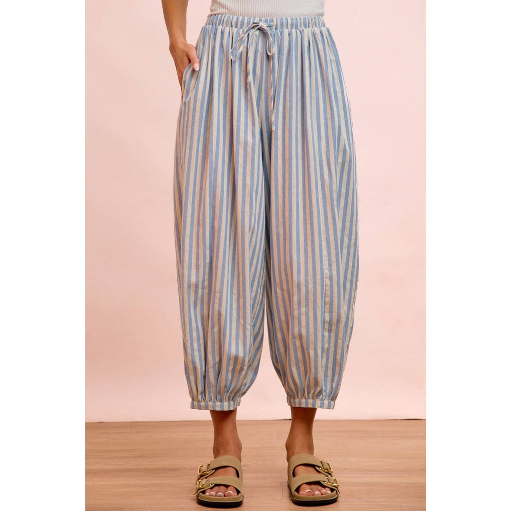 Light Blue Stripes Balloon Pants