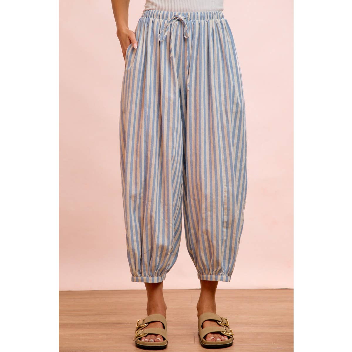 Light Blue Stripes Balloon Pants