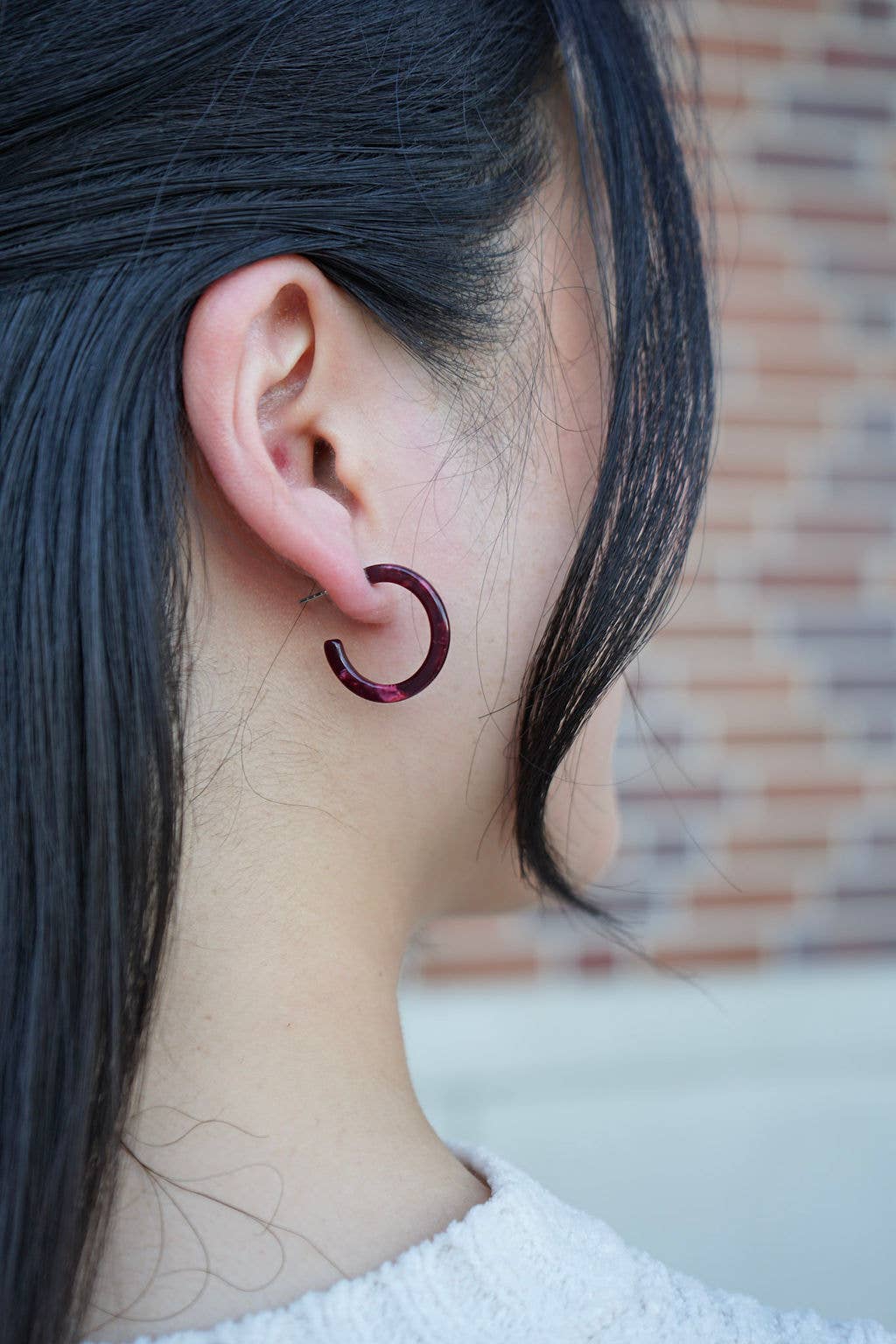 Maroon Cam Mini Hoops