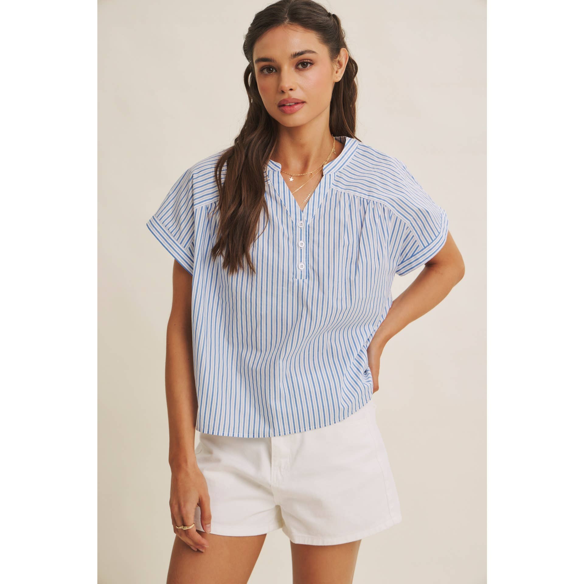 Cool Blue Harbor Morning Blouse