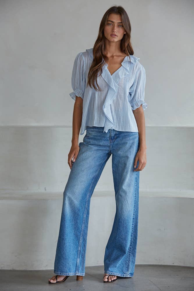 Powder Blue Button Down Top