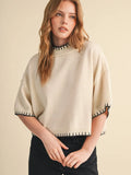 Ivory & Black Contrast Stitch Sweater