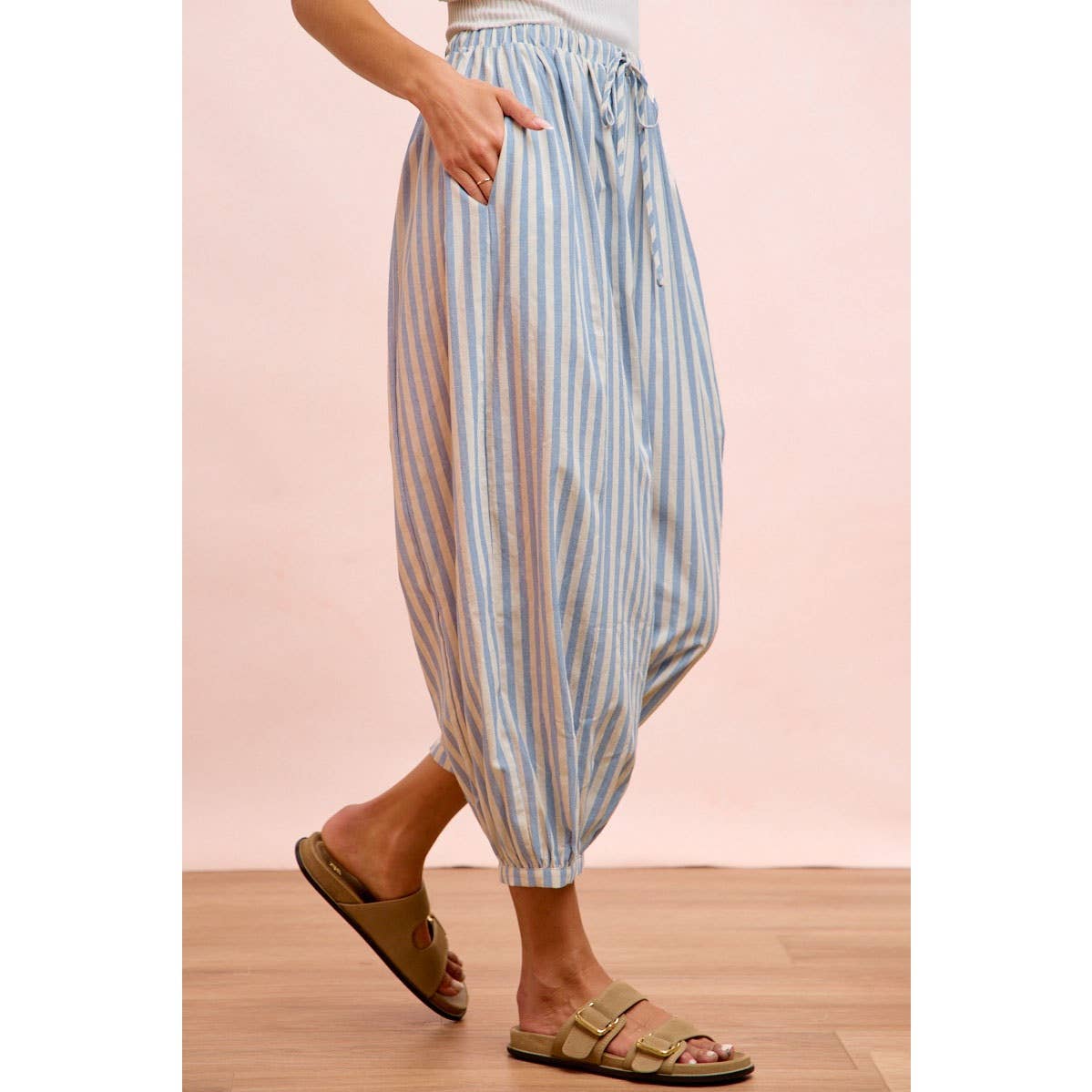 Light Blue Stripes Balloon Pants