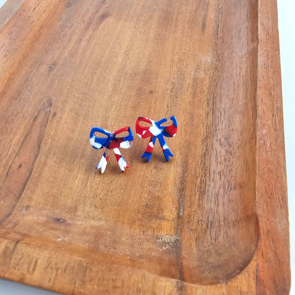 Red, White & Blue Bow Studs