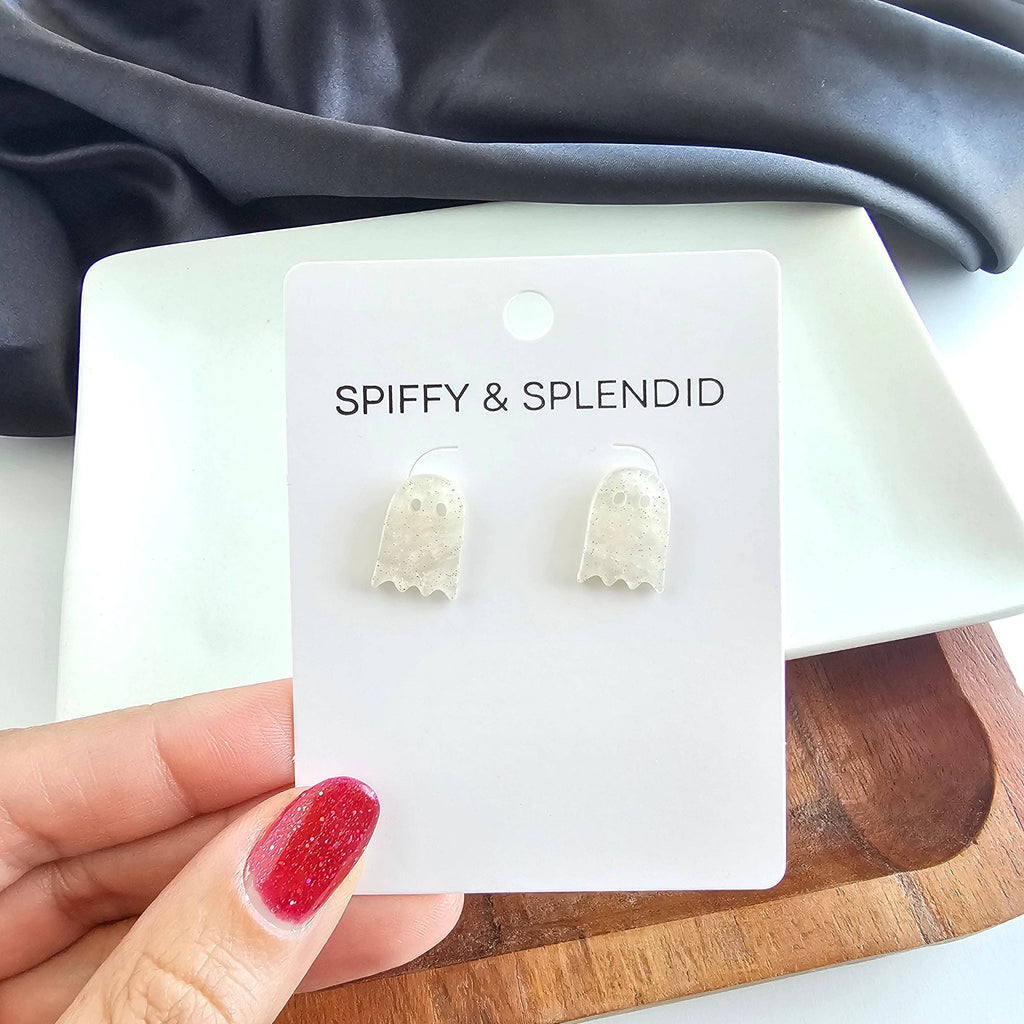White Shimmer Mini Ghost Studs