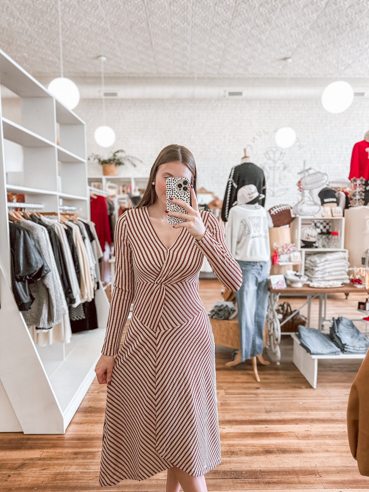 Brown & Beige Jacquard Twist Dress
