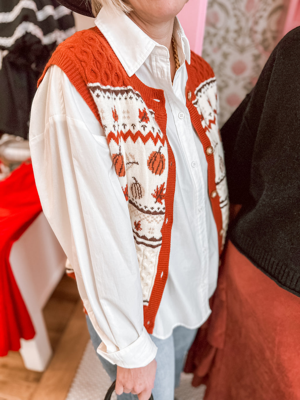 White & Rust Pumpkin Vest