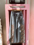 Plus Jacquard Print Mineral Wash Pants