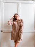 Dusty Rose Mousse Gauze Shirt Dress