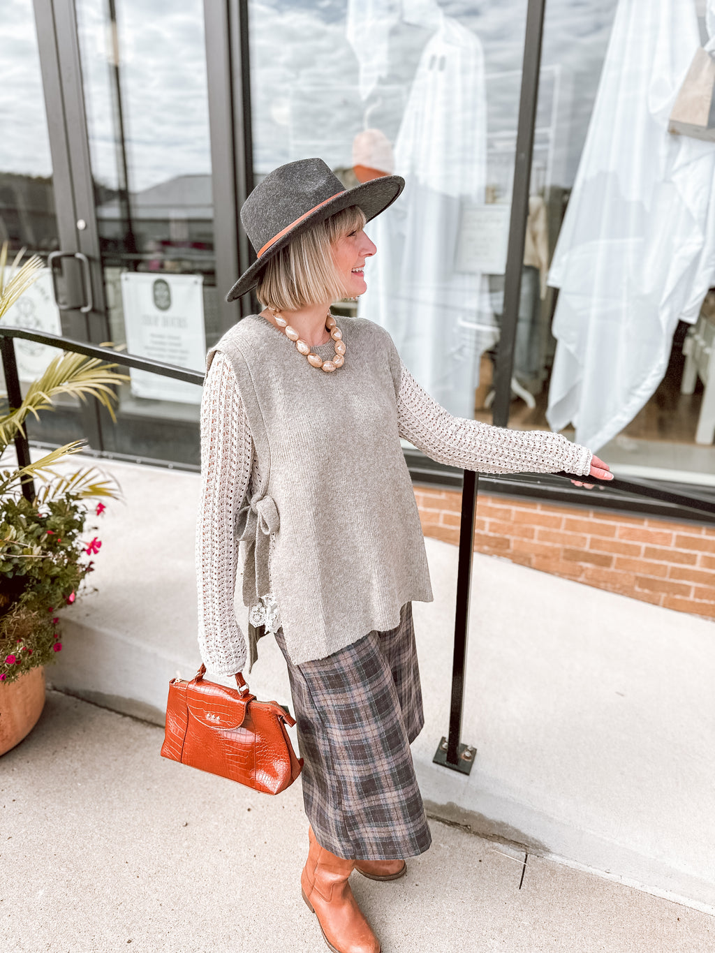 Brown Elena Croc Embossed Crossbody