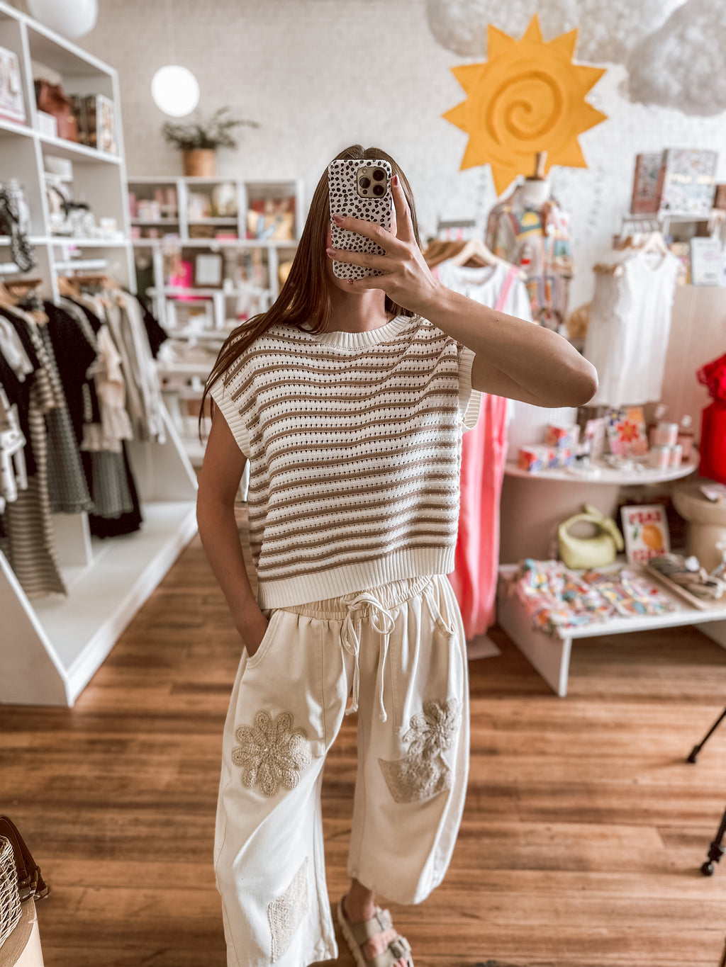 Cream Mineral Wash Barrel Pants