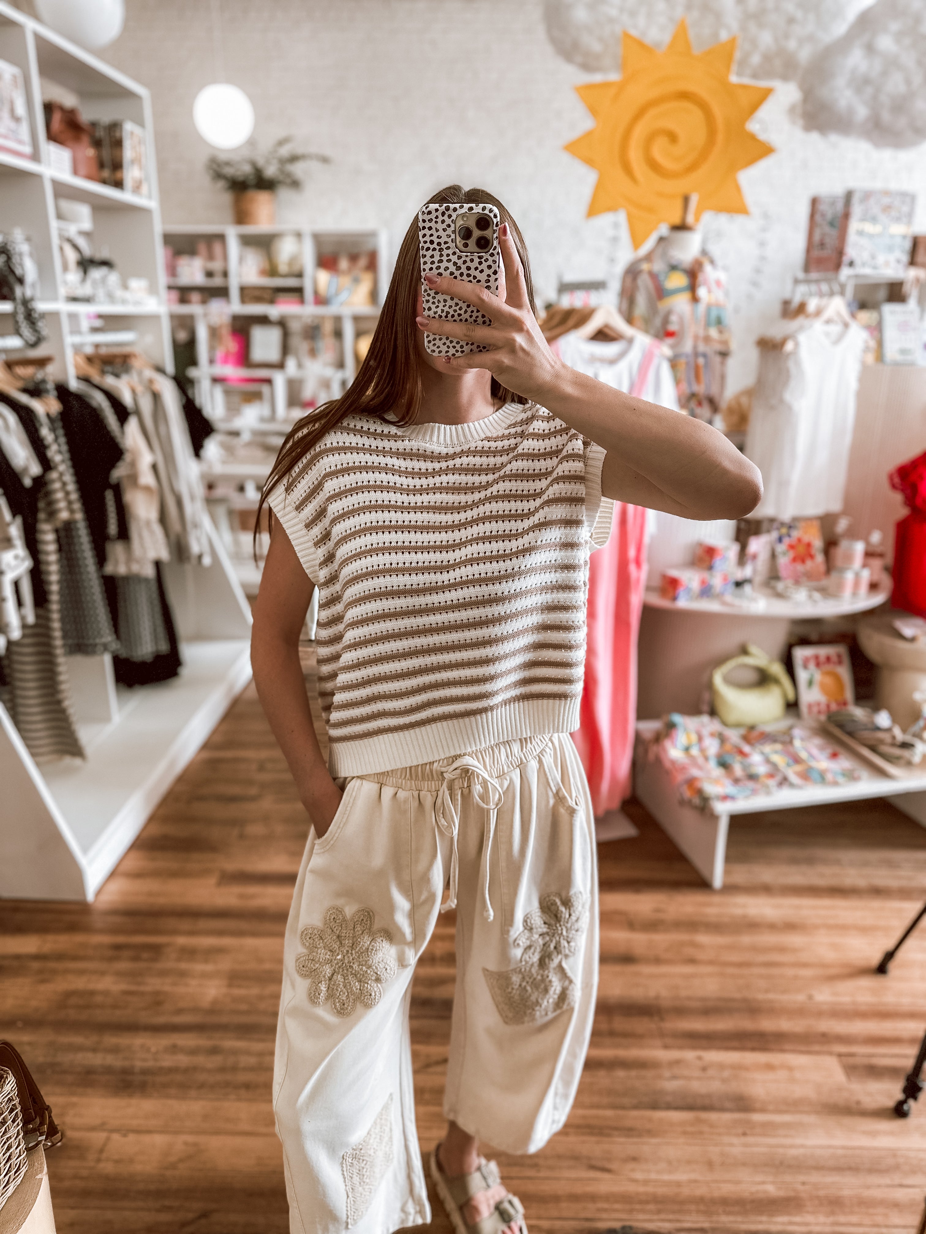 Cream Mineral Wash Barrel Pants