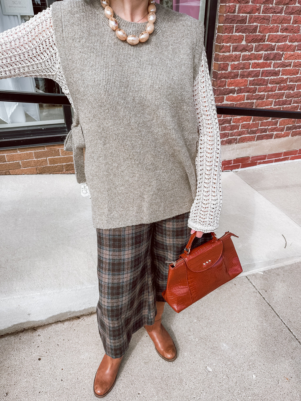 Brown Elena Croc Embossed Crossbody