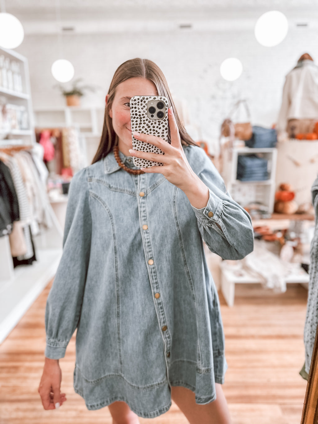 Sun Washed Blue Western Seam Denim Mini Dress