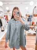Sun Washed Blue Western Seam Denim Mini Dress