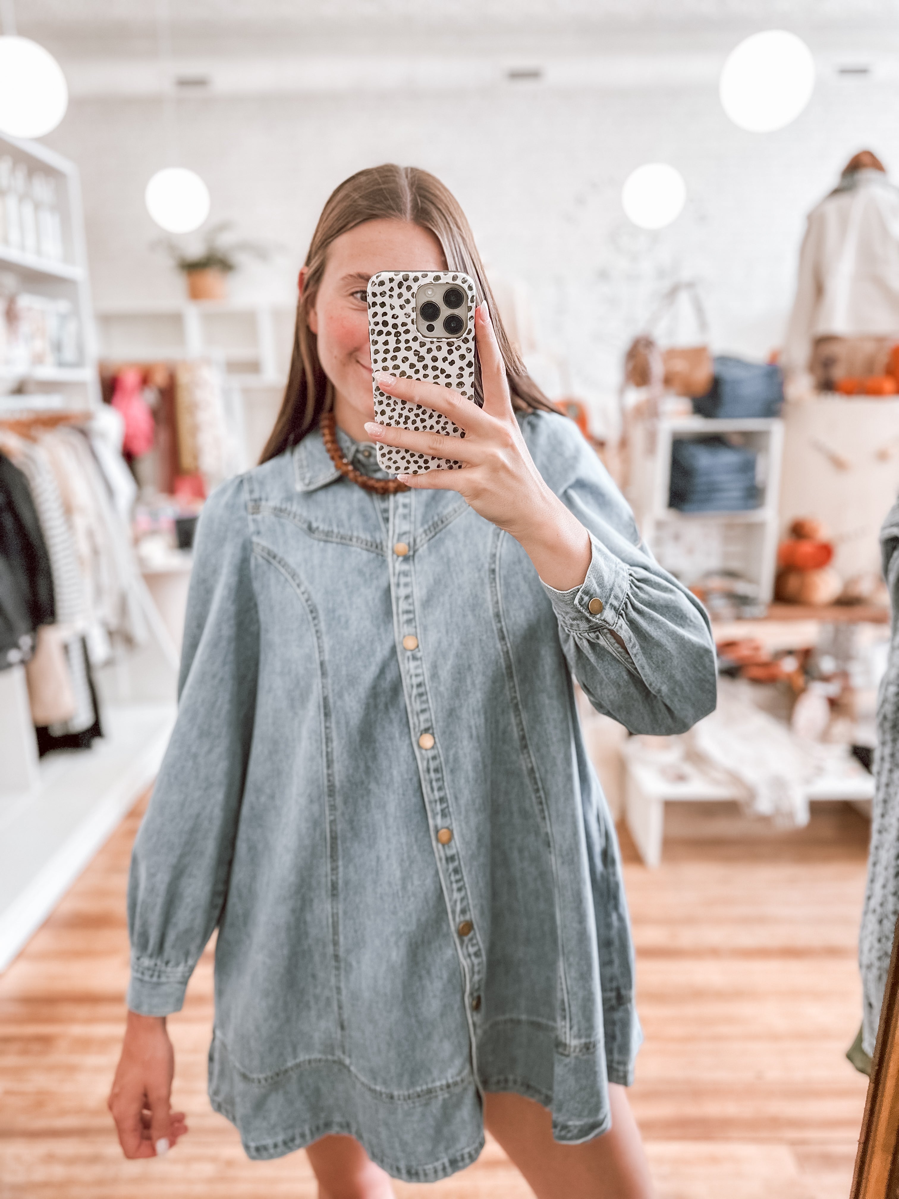 Sun Washed Blue Western Seam Denim Mini Dress