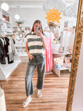 Black Eel Super High Hidden Button Barrel Jean