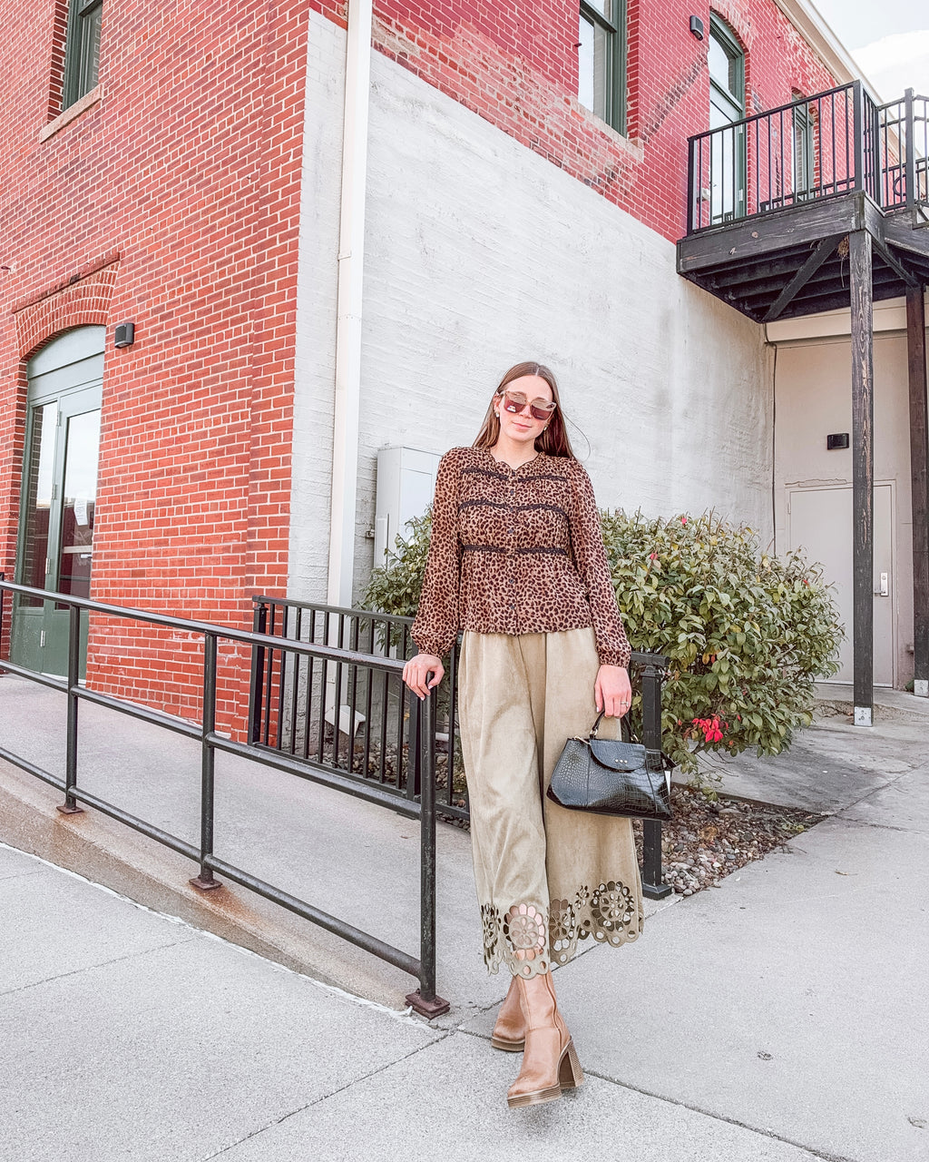 Olive Laser Cut Bottom Pants