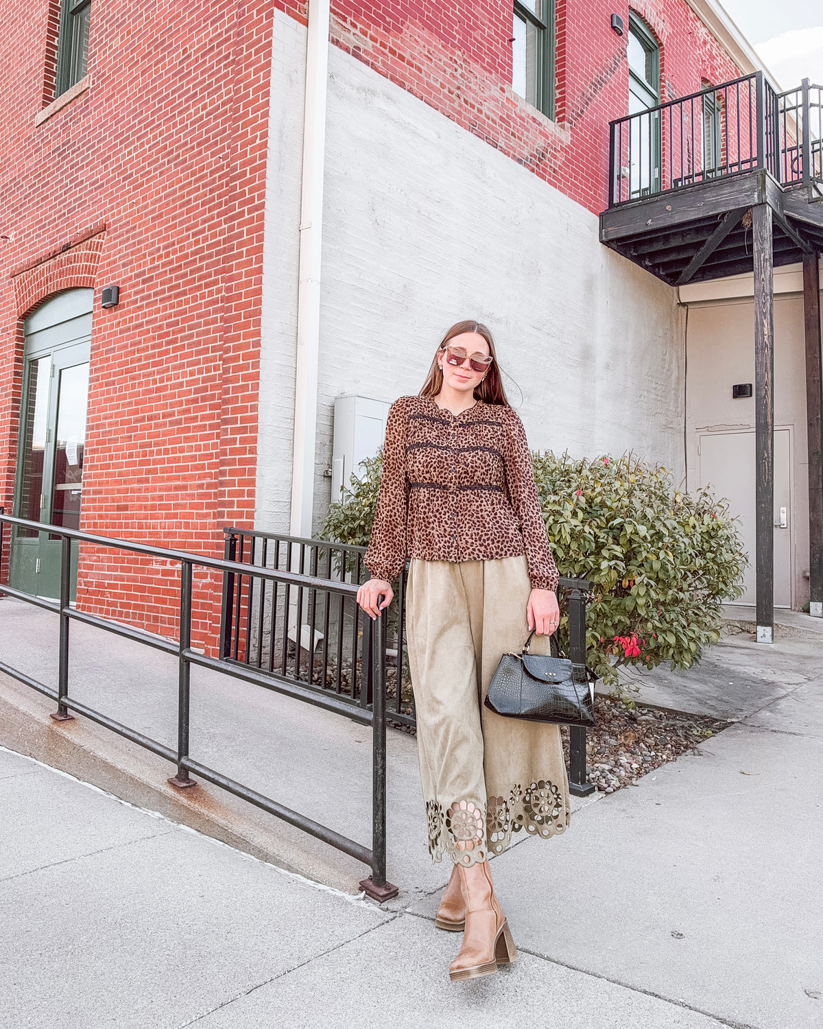 Olive Laser Cut Bottom Pants