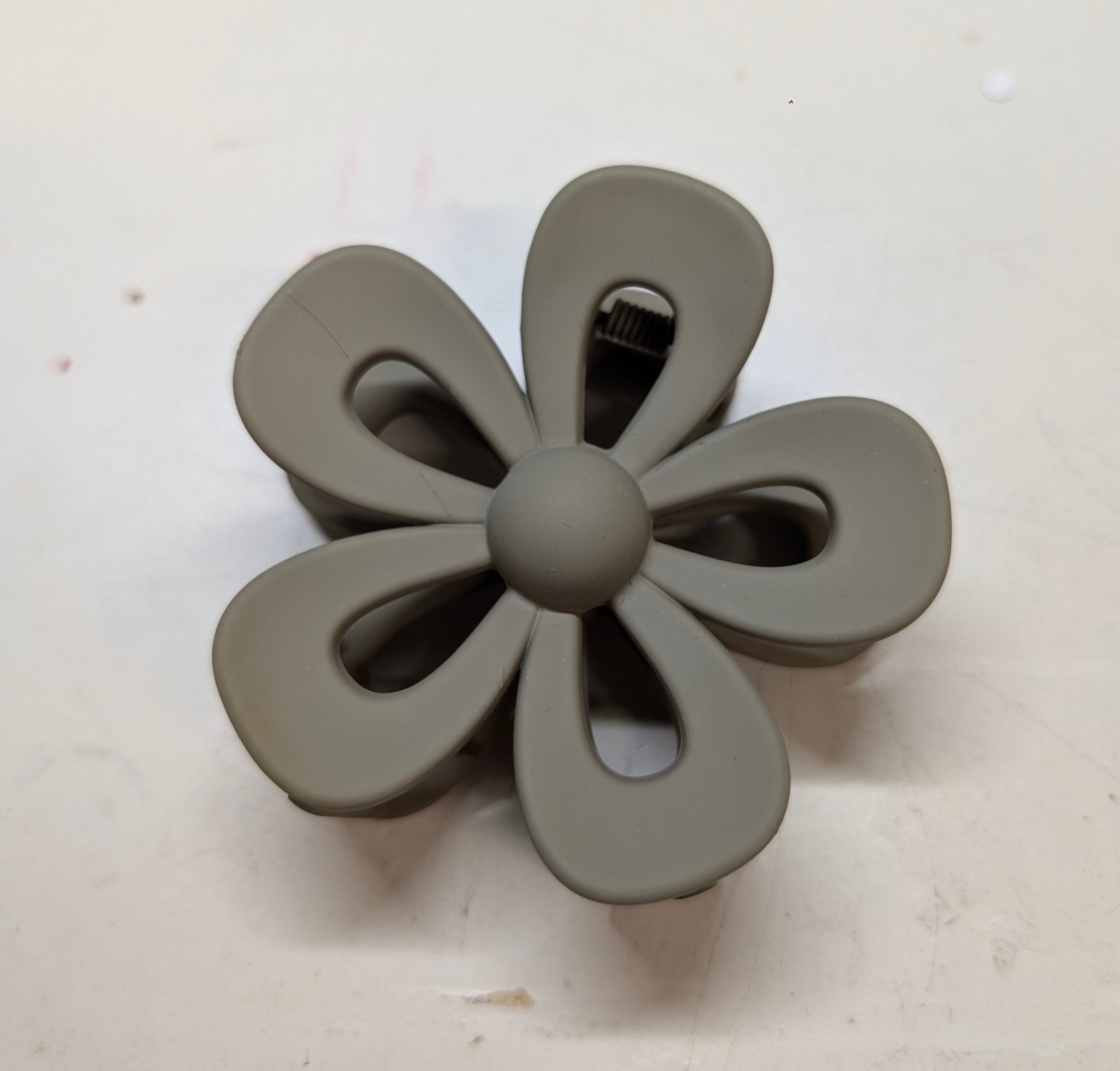 Grey Open Flower Hair Claw Clip