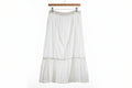 White Eyelet Ruffle Hem Midi Skirt
