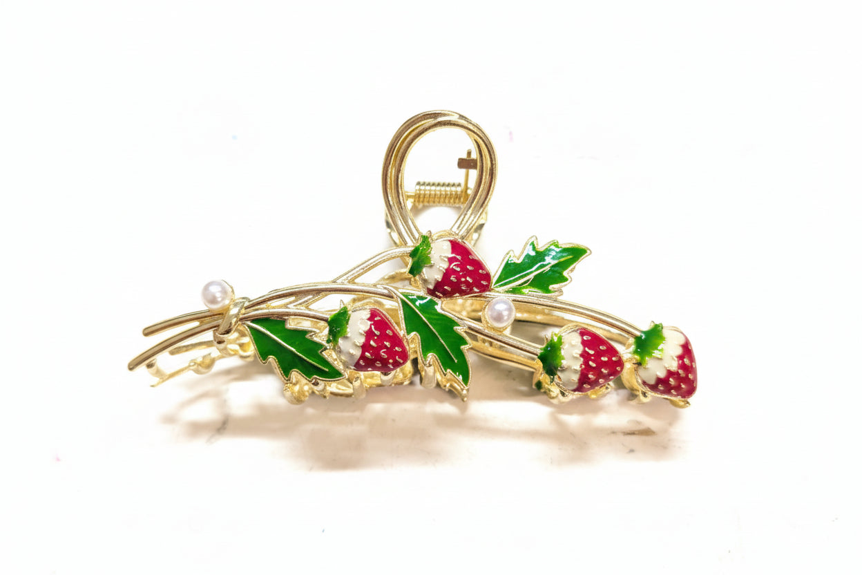 Red Metal Strawberry Hair Claw Clip