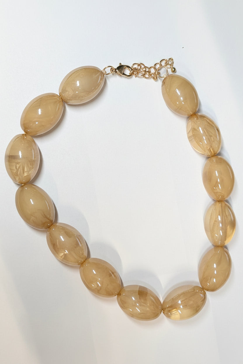 Swirled Beige Large Bead Necklace