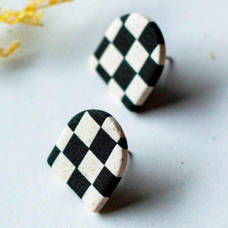 Checkerboard Polymer Clay Arch Studs